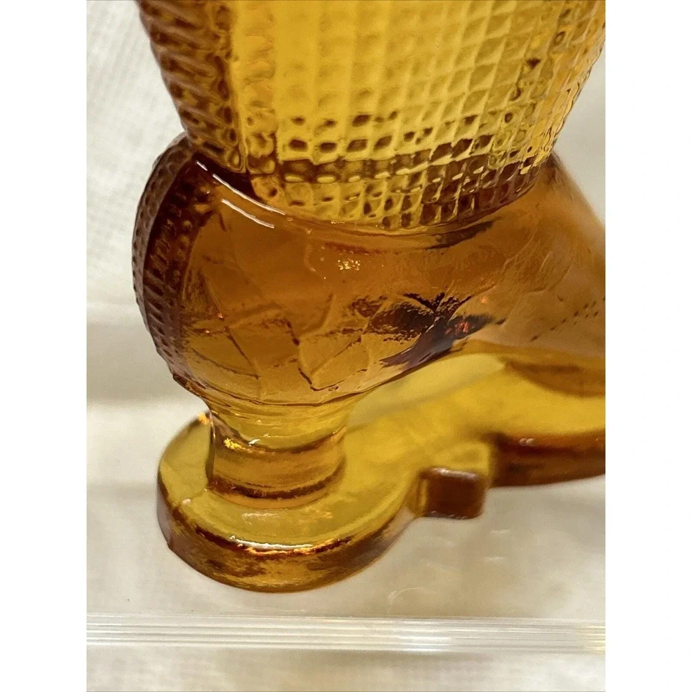 Vintage‎ Toothpick Holder L.E. Smith Amber Victorian Glass Boot
